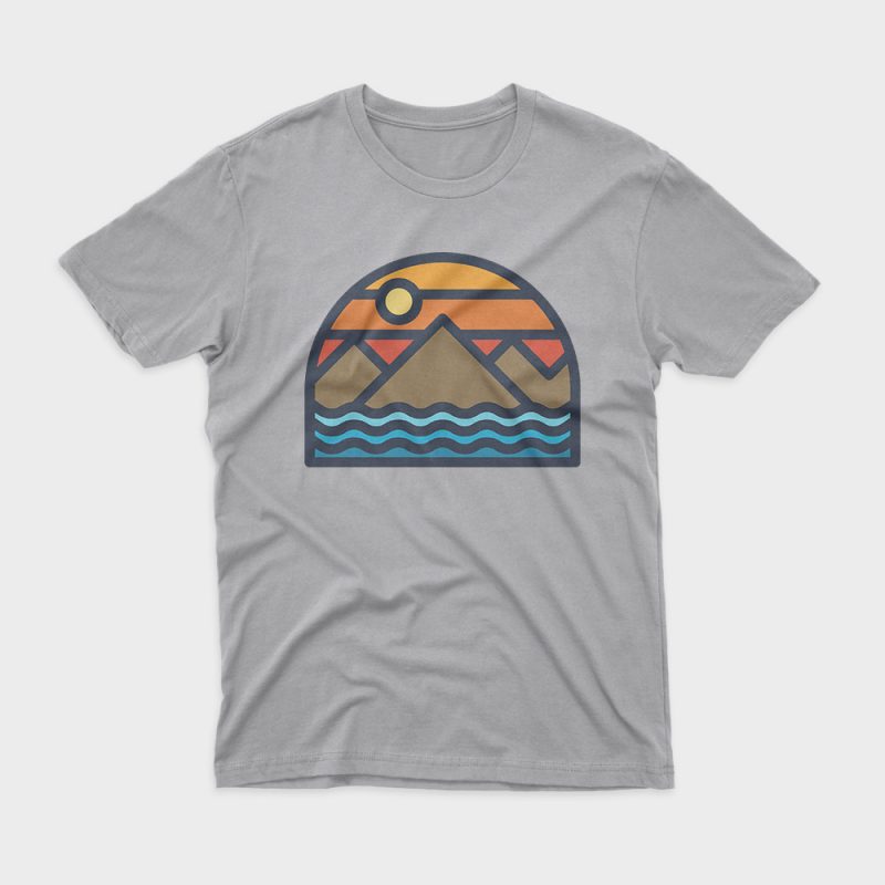 Mountain Sea graphic t-shirt design