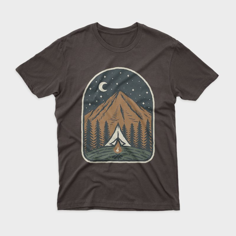 Camp Mountain Night design for t shirt - Buy t-shirt designs