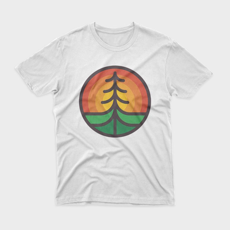 Tree and Sunset t shirt design to buy