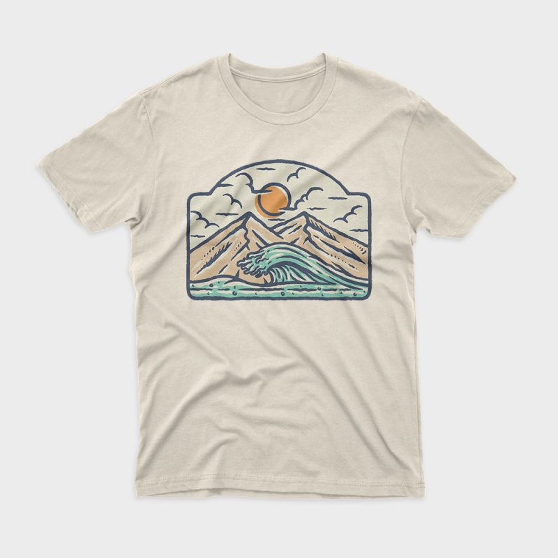 Mountain and Wave t shirt design for download