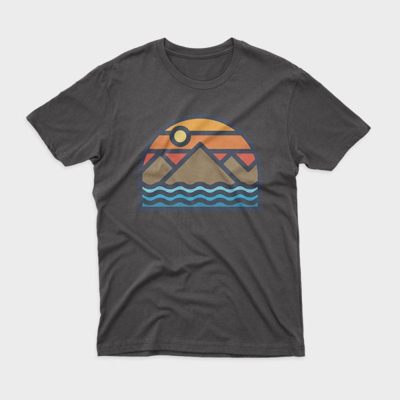 Mountain Sea graphic t-shirt design