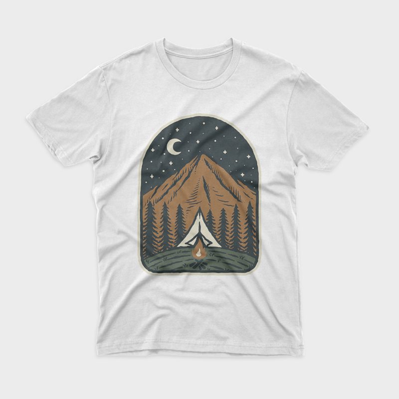 Camp Mountain Night design for t shirt t shirt designs for print on demand