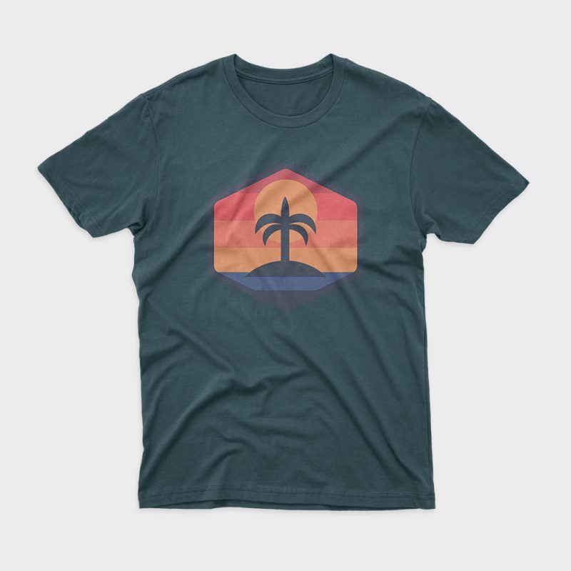 Sunset Beach Island print ready t shirt design