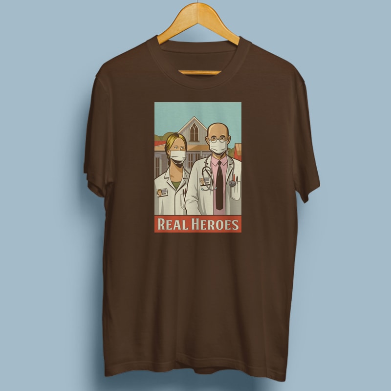 REAL HEROES t shirt design for download