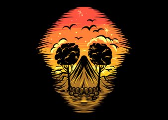 skull Summer Sunset t shirt design for purchase