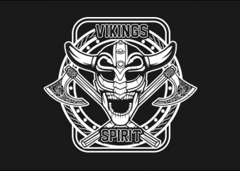 SKULL VIKING BLACK AND WHITE t-shirt design