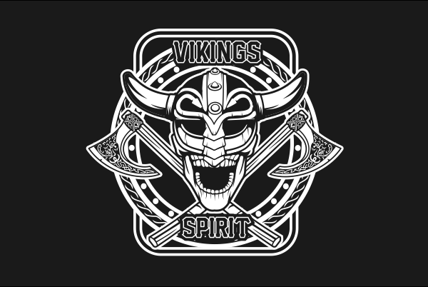Skull viking black and white t-shirt design