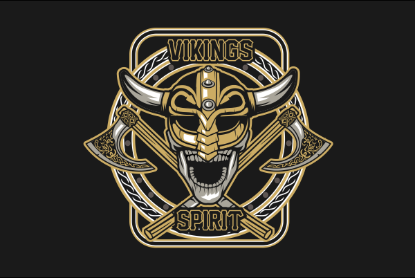 Skull viking full colors graphic t-shirt design