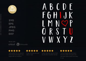 I Love you alphabet t shirt design template