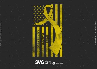 American Flag Bone Cancer SVG – Cancer – Awareness – print ready t shirt design