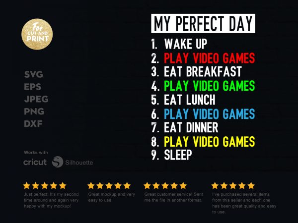 My perfect day print ready t shirt design