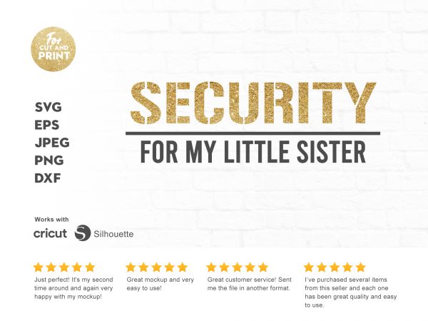 Security for my little sister t shirt design for download