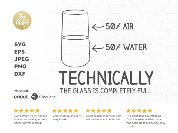 Technically the glass completely full graphic t-shirt design Technically the glass completely full graphic t-shirt design