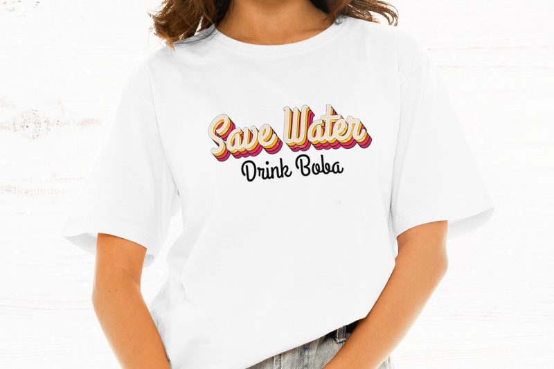 Save Water Drink Boba t shirt design for download