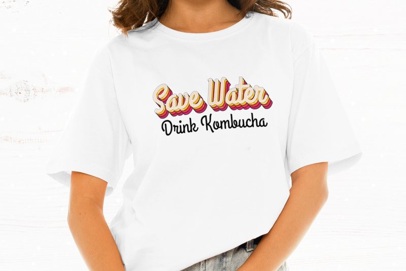 Save Water Drink Kombucha graphic t-shirt design