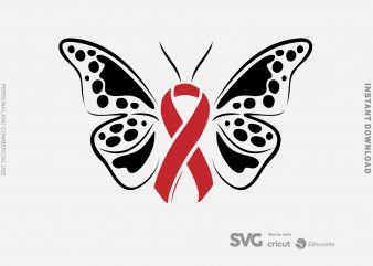 Sickle Cell Awareness Butterfly SVG – Cancer – Awareness – t shirt design for purchase