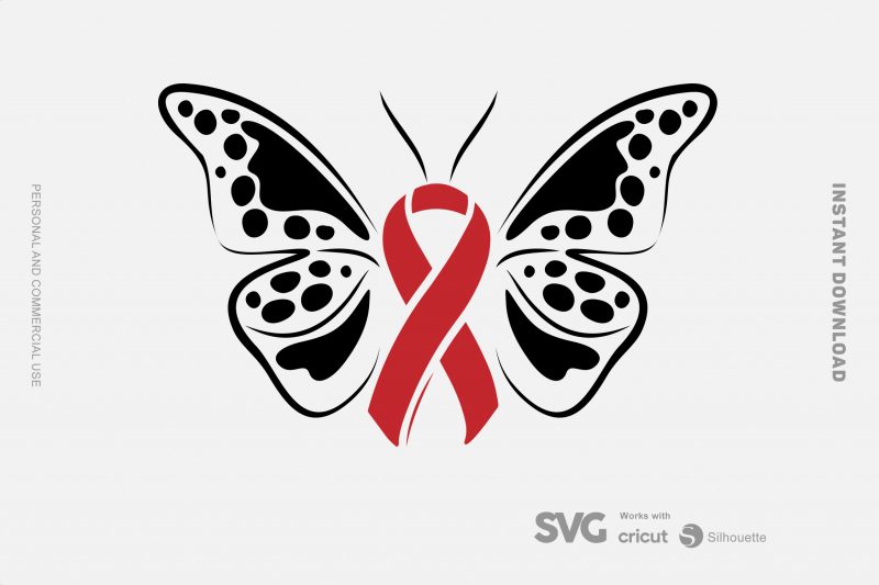 Sickle Cell Awareness Butterfly SVG – Cancer – Awareness – t shirt design for purchase