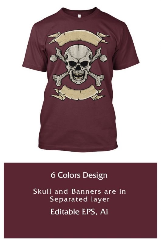 Skull And Crossbones T-shirt Template Design t shirt design template