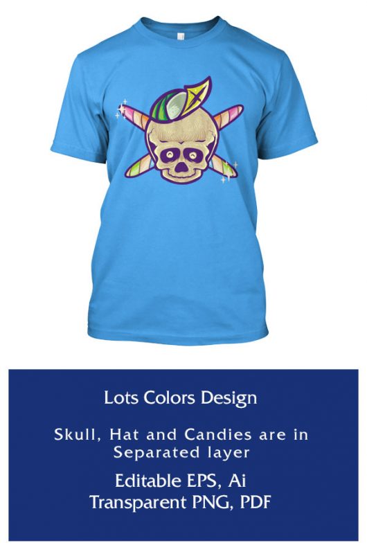 Skull and Cross Candies shirt design png t-shirt design for commercial use