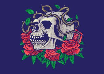 Skull and Roses t-shir templatet design t shirt design to buy