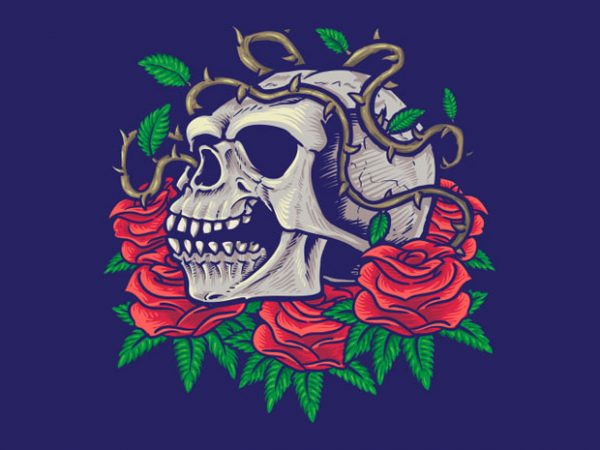 Skull and roses t-shir templatet design t shirt design to buy