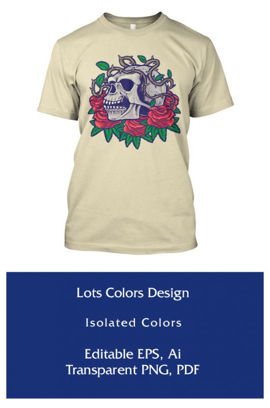 Skull and Roses t-shir templatet design t shirt design to buy