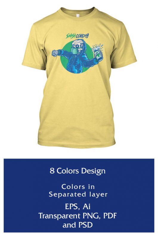 Smash Corona graphic t-shirt design