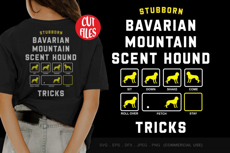Stubborn bavarian mountain scent hound tricks print ready t shirt design