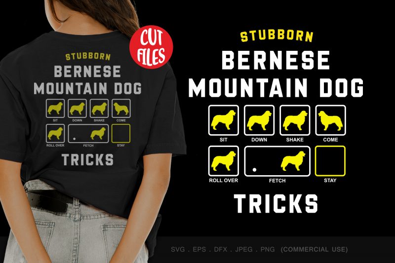 Stubborn bernese mountain dog tricks graphic t-shirt design