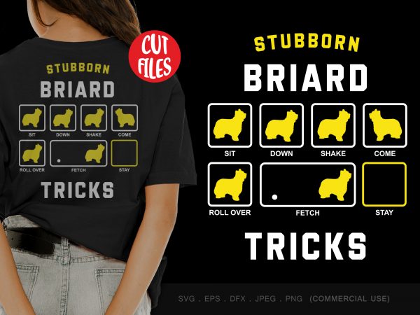 Stubborn briard tricks t shirt design template