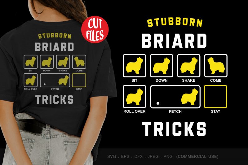 Stubborn briard tricks t shirt design template