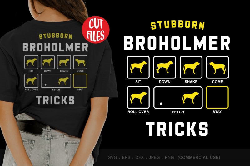Stubborn broholmer tricks t-shirt design for sale