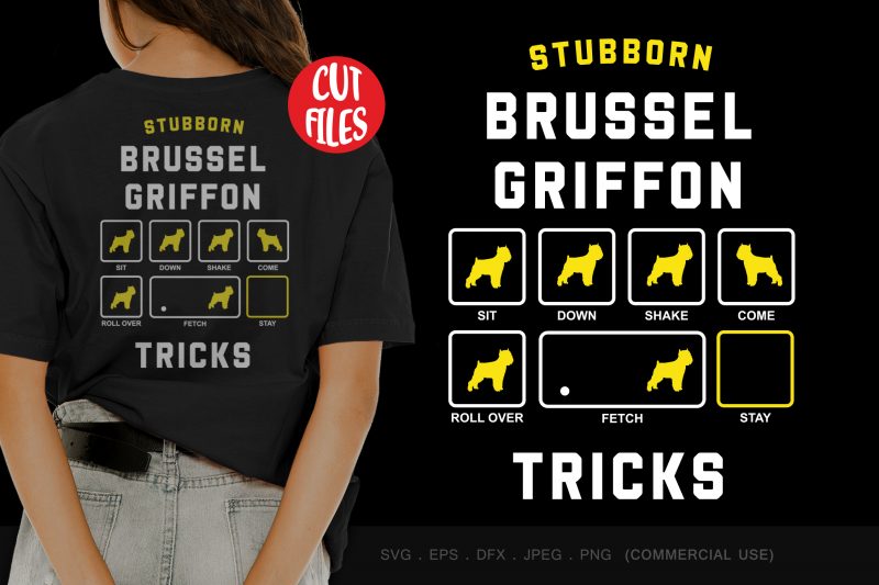 Stubborn brussel griffon tricks t-shirt design for sale