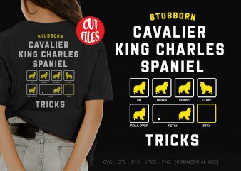 Stubborn cavalier king charles spaniel tricks t shirt design for download