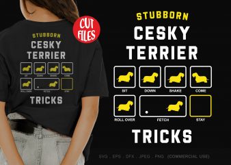Stubborn cesky terrier tricks t-shirt design for commercial use