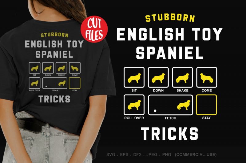 Stubborn english toy spaniel tricks t-shirt design png