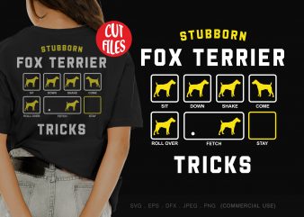 Stubborn fox terrier tricks t shirt design template