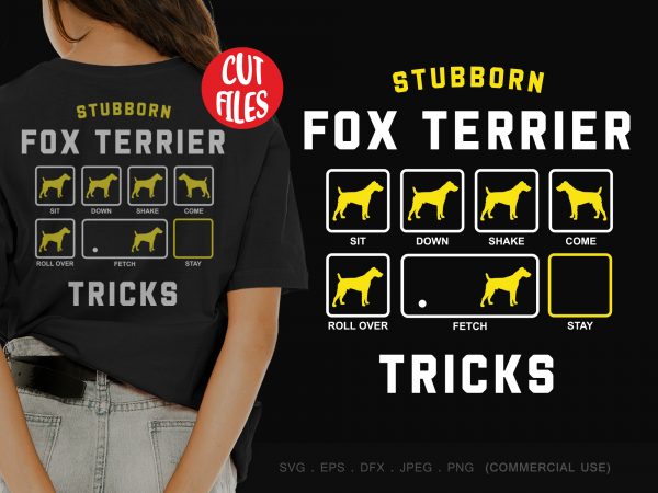 Stubborn fox terrier tricks t shirt design template