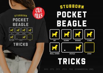 Stubborn pocket beagle tricks graphic t-shirt design