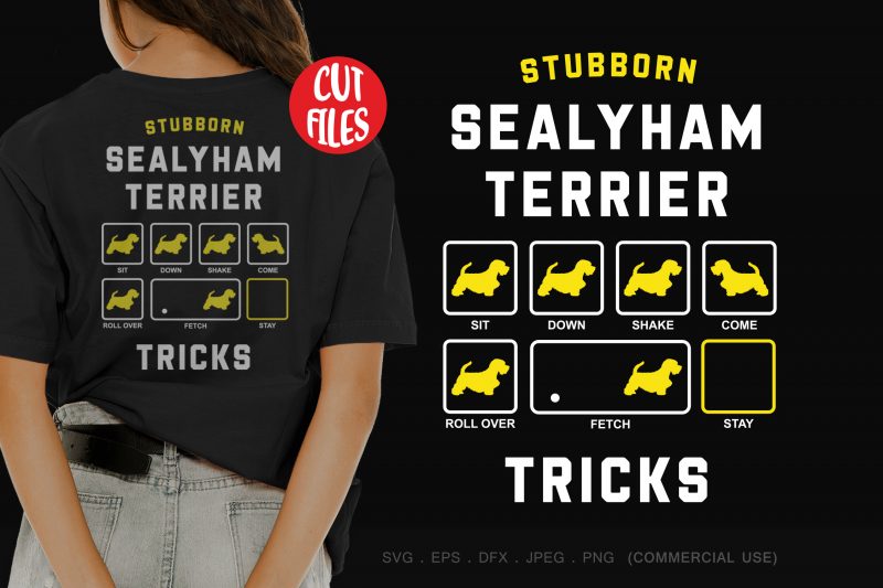 Stubborn sealyham terrier tricks t shirt design for sale