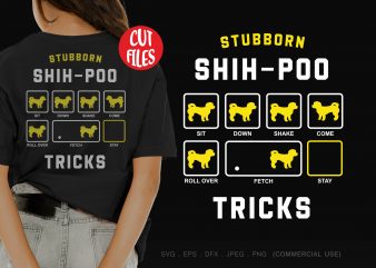 Stubborn shih-poo tricks t shirt design for sale