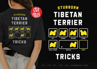 Stubborn tibetan terrier tricks t shirt design for purchase