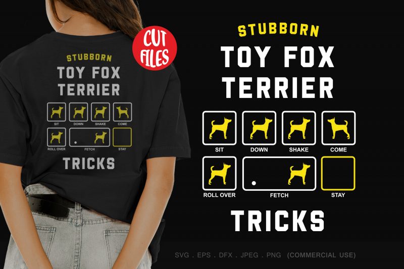 Stubborn toy fox terrier tricks t shirt design for download