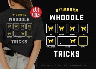 Stubborn whoodle tricks t shirt design for purchase