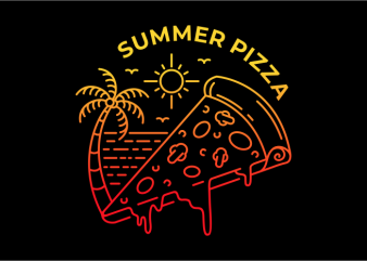 Pizza in Summer t shirt design template