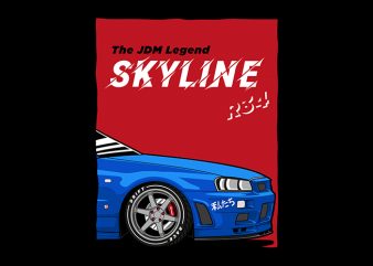 The jdm legend car skyline r34 design for t shirt