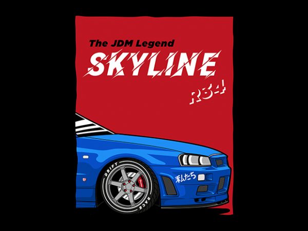 The jdm legend car skyline r34 design for t shirt