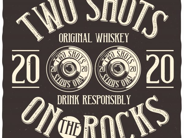 Two shots on the rocks t-shirt design for commercial use