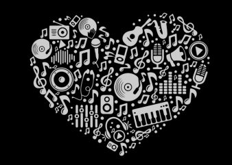 music heart print ready t shirt design