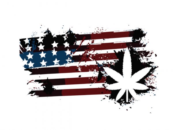 Usa flag marijuana plant design for t shirt print ready t shirt design